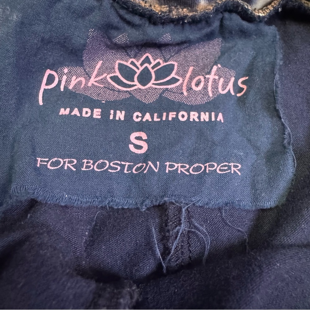 Pink Lotus Navy Blue Tie Dye Yoga Pants Size Small Fold-over Waistband NWOT - Picture 4 of 11